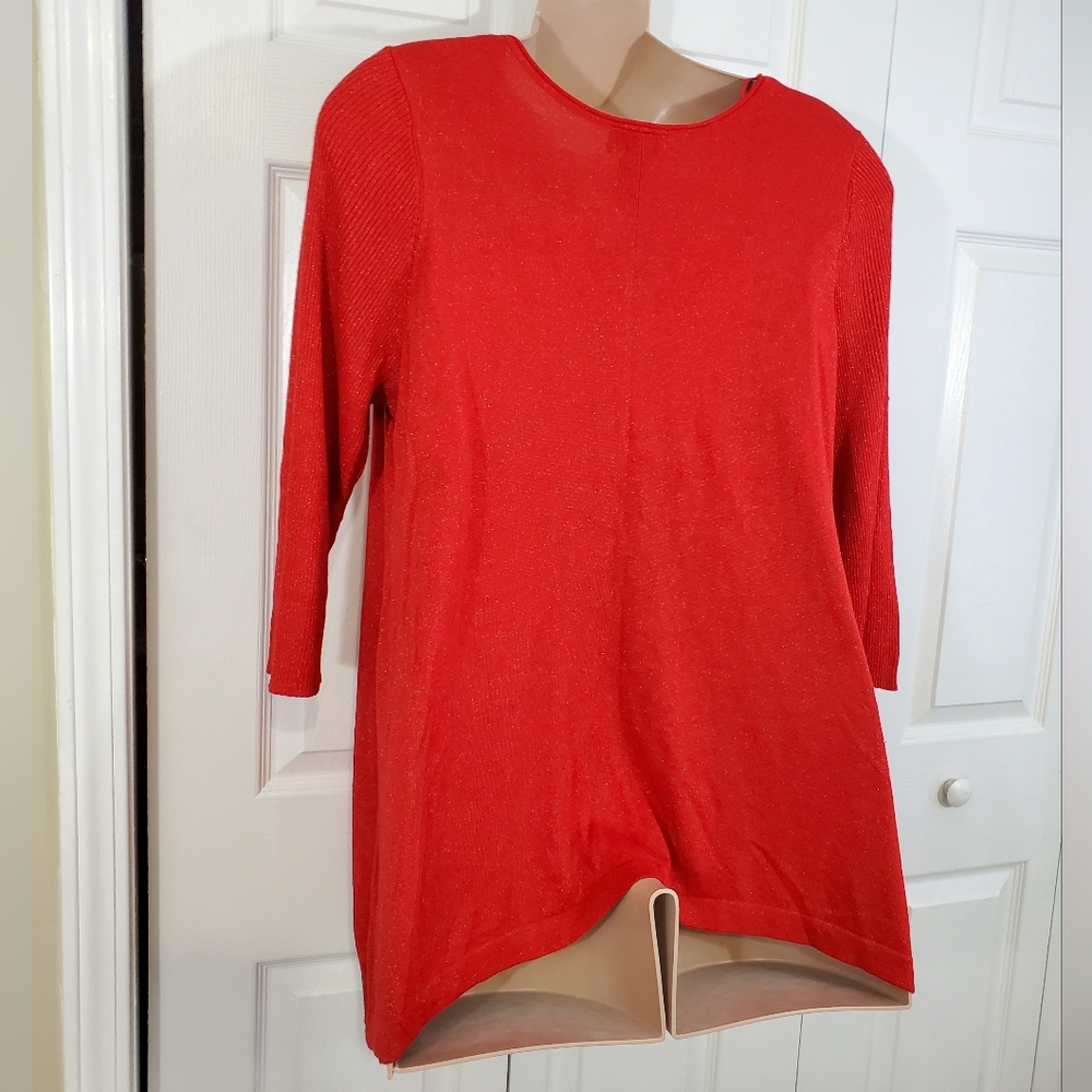 Lane Bryant Womens Plus Red Metallic Fleck Knit Lightweight Sweater ~ Pre-Owned - Picture 6 of 9